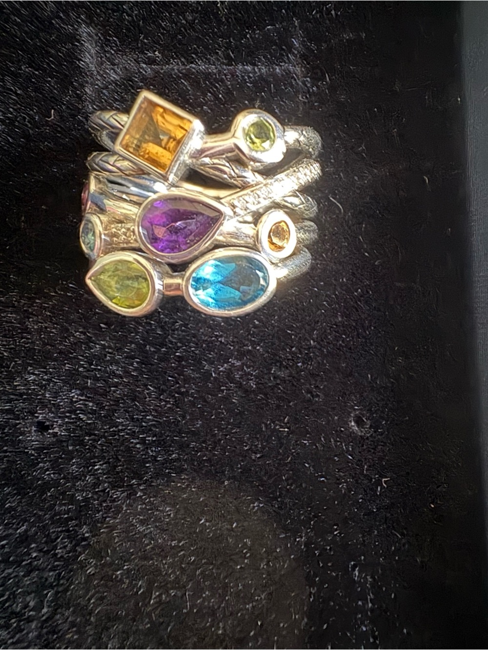 Effy Multi-Gemstone Sterling Stackable Ring - Blue, Purple & Green